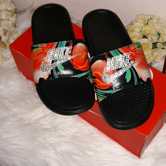 Custom bling tropical Nike Slides Benassi - Picture 4 of 8